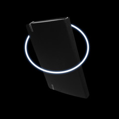 Zero gravity background dark object in the air Note neon