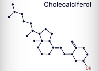 Cholecalciferol, colecalciferol, vitamin D3, C27H44O molecule. Structural chemical formula