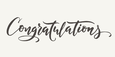 Congratulations calligraphy. Hand written text. Lettering. Calligraphic banner. - obrazy, fototapety, plakaty