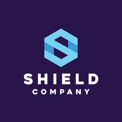 Shield Geometric Logo Design Vector. Technology Symbol and App emblem icon for company.