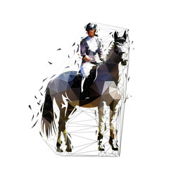 Equestrian, horse riding. Woman jockey. Isolated vector silhouette. Ink drawing