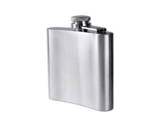 Metal flask on white background, isolate