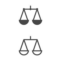 Scales of Justice Icon. Set of Legal Law Services, Investigation, Justice Authority icons in flat and outline design isolated on white background. Vector Illustration.