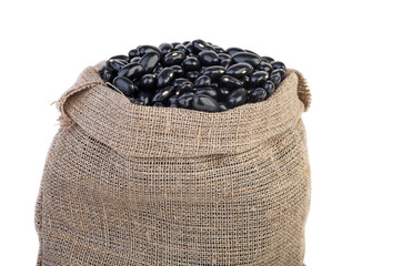 Jute sack with black legume beans