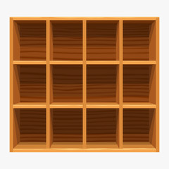 wooden shelves store on white