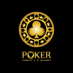 Gold King Poker logo design vector on black background