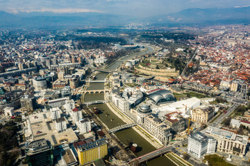 Aerial view of Skopje, North Macedonia