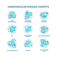 Fototapeta na wymiar Cardiovascular diseases concept icons set