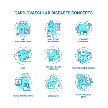 Cardiovascular diseases concept icons set