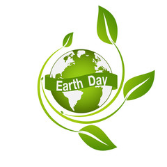 Ecology concept with green city on earth, World environment and sustainable development concept, vector illustration