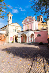 12 September 2019. The church in Barolo village,  Piedmont region, north Italy