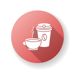 Tea and coffee red flat design long shadow glyph icon