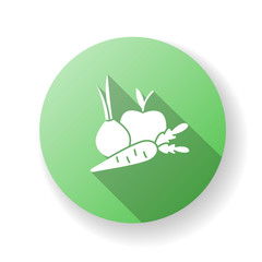 Fruits and vegetables green flat design long shadow glyph icon