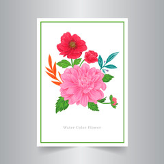 Water color Floral Illustration Vector.Wedding vector invite card Watercolor designer element set.