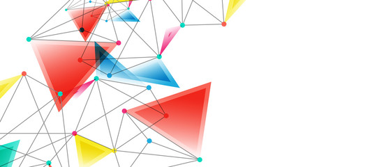 Line points connections, triangular technology design. Abstract geometric background