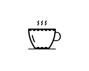 cup of coffee tea and smoke with steam line icon