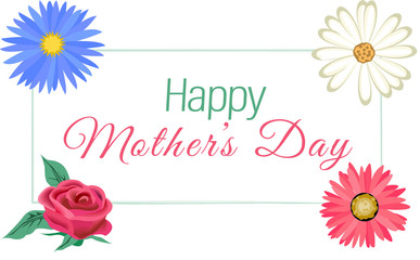 Happy mother's day , Buona festa della mamma. Cornice fiori , Scritta Rossa .