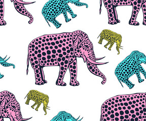 Vector background hand drawn elephant. Hand drawn ink illustration. Modern ornamental decorative background. Vector pattern. Print for textile, cloth, wallpaper, scrapbooking