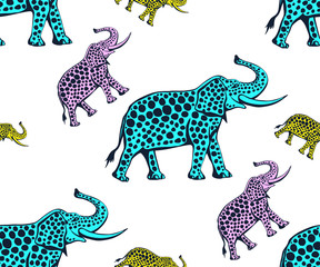 Vector background hand drawn elephant. Hand drawn ink illustration. Modern ornamental decorative background. Vector pattern. Print for textile, cloth, wallpaper, scrapbooking