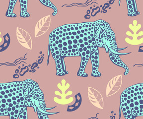 Vector background hand drawn elephant. Hand drawn ink illustration. Modern ornamental decorative background. Vector pattern. Print for textile, cloth, wallpaper, scrapbooking
