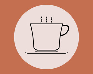 cup of coffee tea and smoke with steam line icon