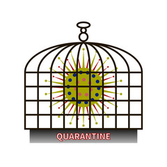 Coronavirus cell quarantined in stylized bird cage