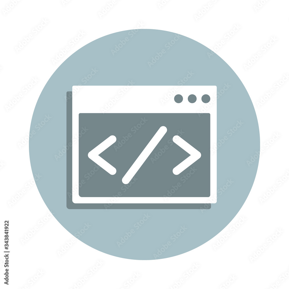 Poster Custom coding badge icon. Simple glyph, flat vector of seo and development icons for ui and ux, website or mobile application