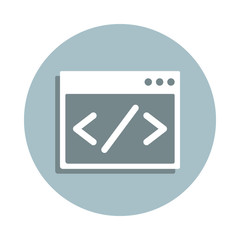 Custom coding badge icon. Simple glyph, flat vector of seo and development icons for ui and ux, website or mobile application