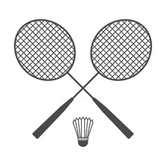Badminton rackets and ball vector illustration isolated on white background