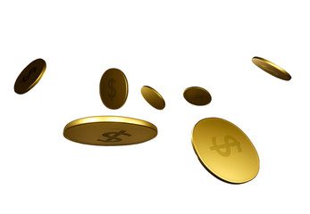 golden coins falling down