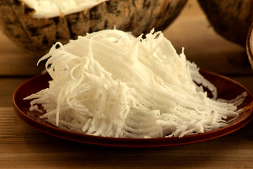 coconut on wood background