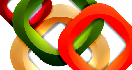 Square geometric vector abstract background, dynamic modern minimal template. Multicolored square shapes with round corners overlapping each other