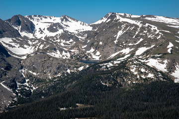 snow-covered mountains in summer