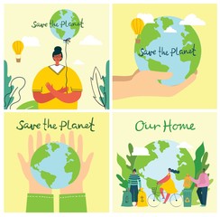 Vector illustration ECO background of Concept of green eco energy and quote Save the planet.