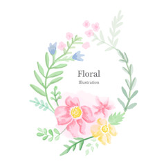 Water color Floral Illustration Vector.Wedding vector invite card Watercolor designer element set.