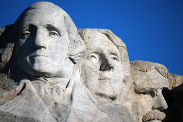 Detail view of the Mount Rushmore Monument
