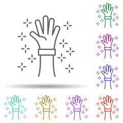 Volunteer hand multi color icon. Simple thin line, outline vector of no gubernamental organization icons for ui and ux, website or mobile application