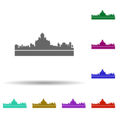 Fototapeta premium Helsinki detailed skyline multi color icon. Simple glyph, flat vector of cities icons for ui and ux, website or mobile application