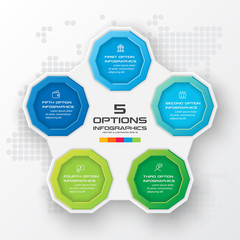 Decagon for infographics,Diagram with 5 options,Vector template for presentation.