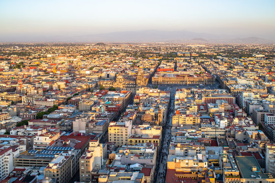 Panoramic view of Mexico city downtown.