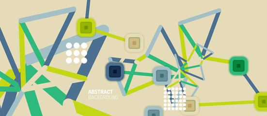 Abstract square dot connections, flat style multicolored geometric background for Wallpaper, Banner, Background, Card, Book Illustration, landing page or poster design