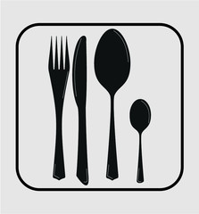 Fork knife spoon print embroidery graphic design vector art