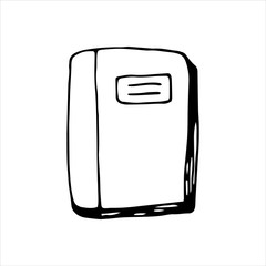 Single hand drawn book. Doodle vector illustration in cute scandinavian style.  Isolated on white background
