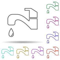Water crane multi color icon. Simple thin line, outline vector of cleaning icons for ui and ux, website or mobile application