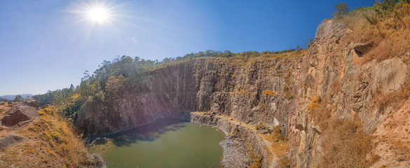 mountain landscape with lake and blue sky