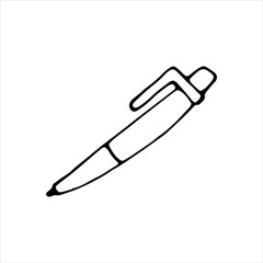 Single element of pen in doodle business set. Hand drawn vector illustration for cards, posters, stickers and professional design.
