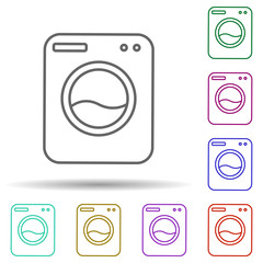 Washing machine multi color icon. Simple thin line, outline vector of cleaning icons for ui and ux, website or mobile application