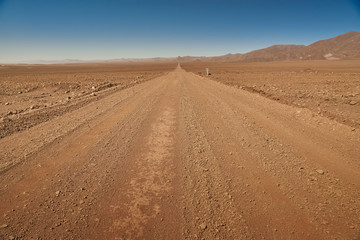Road to the Hidden Lagoons of Baltinache. San Pedro de Atacama, Antofagasta - Chile. Desert. Andes Range & Route B241..