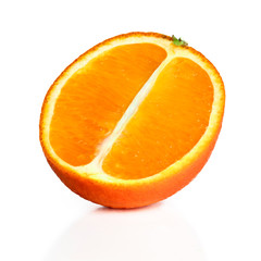 Fresh orange fruit isolated on white. Orang slice half