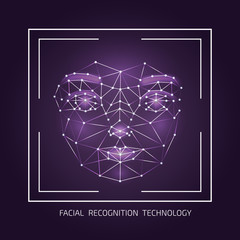 Facial recognition technology, digital circuit face in frame